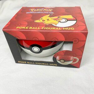 New In Box Pokemon Poke Ball Figural Mug Cup Pikachu Red White Collectible